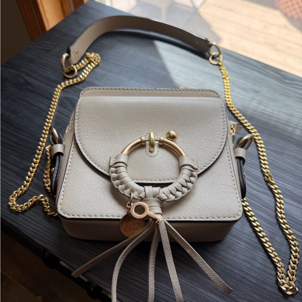 See By Chloe Small Leather Crossbody Bag in Light Beige with Gold Hardware